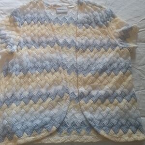 Alfred Dunner Blue and Yellow Chevron Blouse